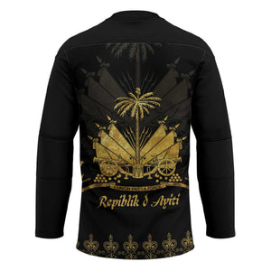 Ayiti 222nd Independence Day Anniversary Hockey Jersey Haiti Gold VeVe Pattern - African Pride