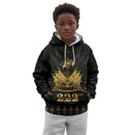 Ayiti 222nd Independence Day Anniversary Kid Hoodie Haiti Gold VeVe Pattern - African Pride