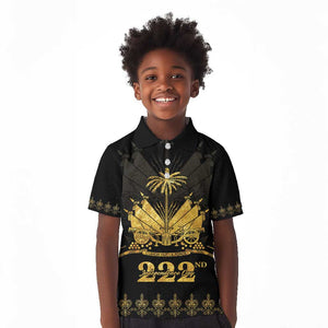 Ayiti 222nd Independence Day Anniversary Kid Polo Shirt Haiti Gold VeVe Pattern LT01