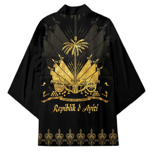 Ayiti 222nd Independence Day Anniversary Kimono Haiti Gold VeVe Pattern - African Pride