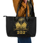 Ayiti 222nd Independence Day Anniversary Leather Tote Bag Haiti Gold VeVe Pattern - African Pride