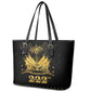 Ayiti 222nd Independence Day Anniversary Leather Tote Bag Haiti Gold VeVe Pattern - African Pride