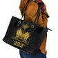 Ayiti 222nd Independence Day Anniversary Leather Tote Bag Haiti Gold VeVe Pattern - African Pride