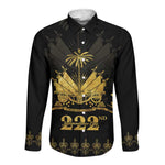 Ayiti 222nd Independence Day Anniversary Long Sleeve Button Shirt Haiti Gold VeVe Pattern - African Pride