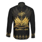 Ayiti 222nd Independence Day Anniversary Long Sleeve Button Shirt Haiti Gold VeVe Pattern - African Pride