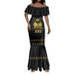 Ayiti 222nd Independence Day Anniversary Mermaid Dress Haiti Gold VeVe Pattern - African Pride