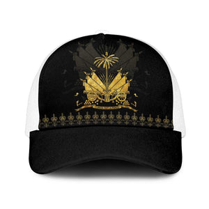 Ayiti 222nd Independence Day Anniversary Mesh Trucker Cap Haiti Gold VeVe Pattern - African Pride