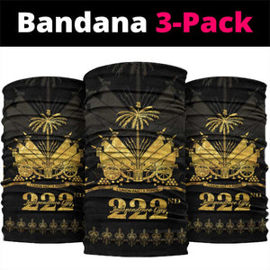 Ayiti 222nd Independence Day Anniversary Neck Gaiter Haiti Gold VeVe Pattern - African Pride