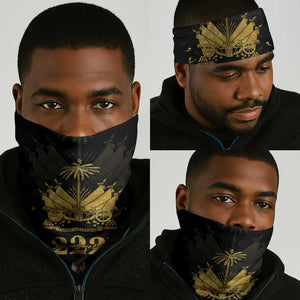 Ayiti 222nd Independence Day Anniversary Neck Gaiter Haiti Gold VeVe Pattern - African Pride