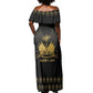Ayiti 222nd Independence Day Anniversary Off Shoulder Maxi Dress Haiti Gold VeVe Pattern - African Pride