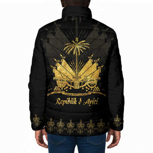 Ayiti 222nd Independence Day Anniversary Padded Jacket Haiti Gold VeVe Pattern - African Pride