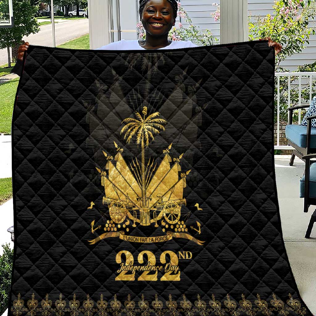 Ayiti 222nd Independence Day Anniversary Quilt Haiti Gold VeVe Pattern - African Pride