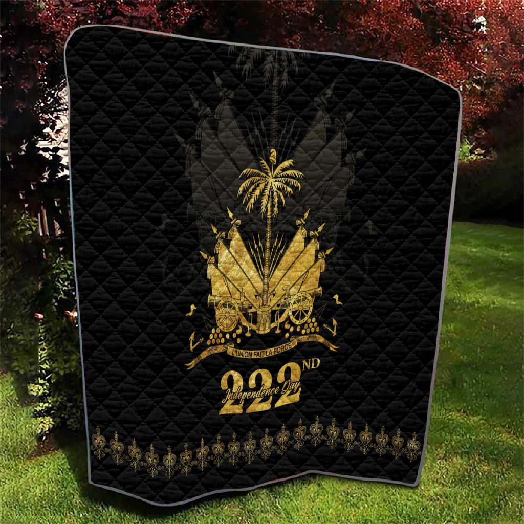 Ayiti 222nd Independence Day Anniversary Quilt Haiti Gold VeVe Pattern - African Pride