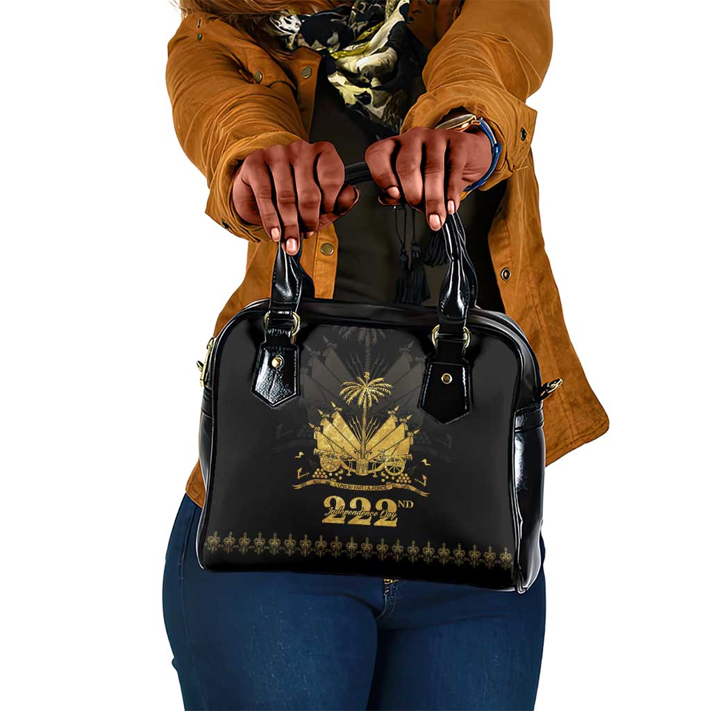 Ayiti 222nd Independence Day Anniversary Shoulder Handbag Haiti Gold VeVe Pattern - African Pride
