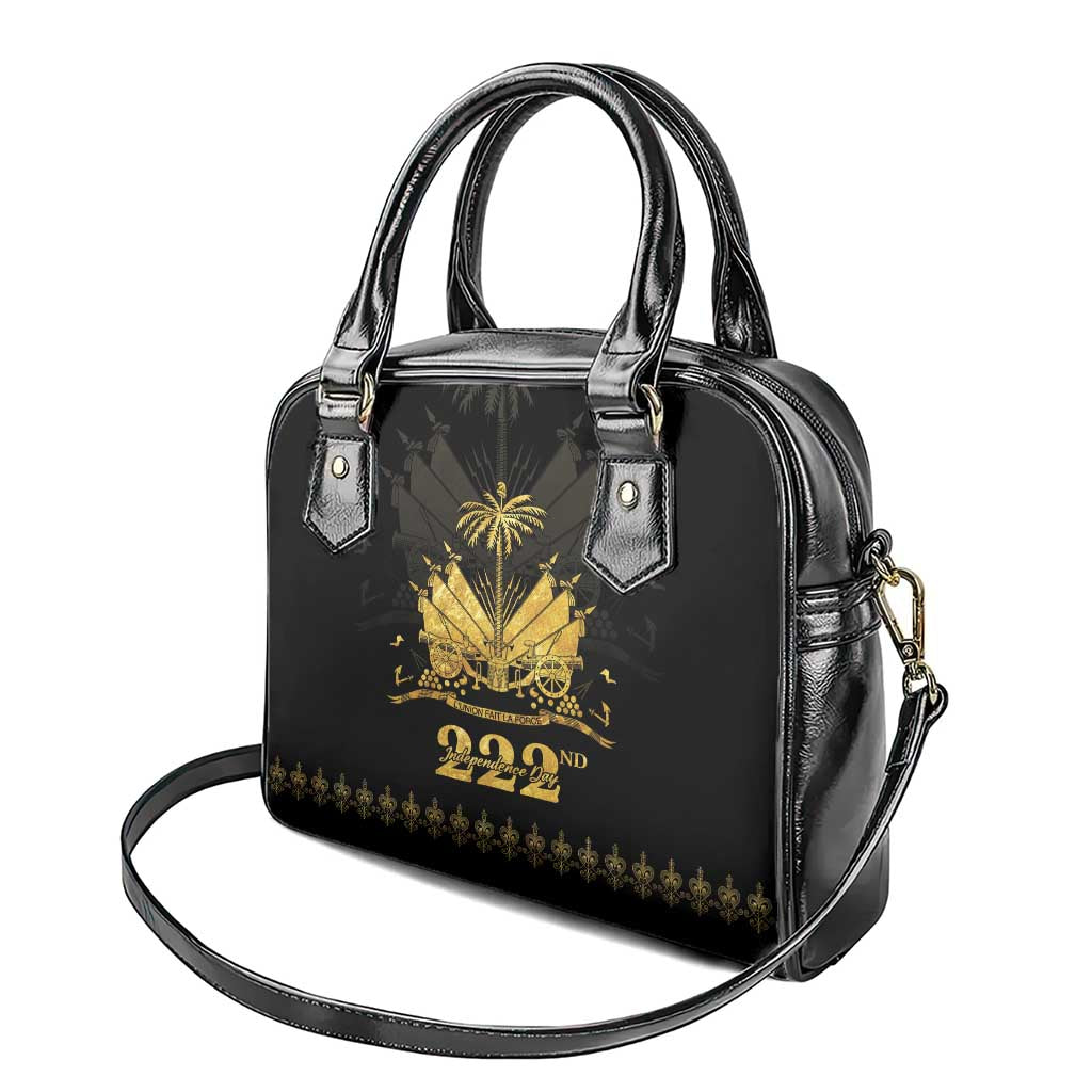 Ayiti 222nd Independence Day Anniversary Shoulder Handbag Haiti Gold VeVe Pattern - African Pride