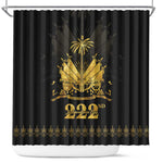 Ayiti 222nd Independence Day Anniversary Shower Curtain Haiti Gold VeVe Pattern - African Pride