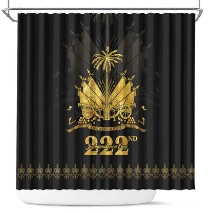 Ayiti 222nd Independence Day Anniversary Shower Curtain Haiti Gold VeVe Pattern - African Pride