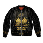 Ayiti 222nd Independence Day Anniversary Sleeve Zip Bomber Jacket Haiti Gold VeVe Pattern - African Pride
