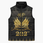 Ayiti 222nd Independence Day Anniversary Sleeveless Puffer Jacket Haiti Gold VeVe Pattern - African Pride