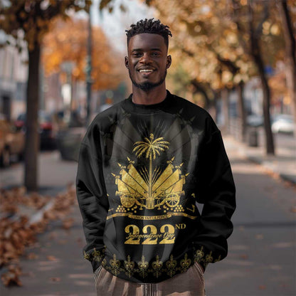 Ayiti 222nd Independence Day Anniversary Sweatshirt Haiti Gold VeVe Pattern - African Pride
