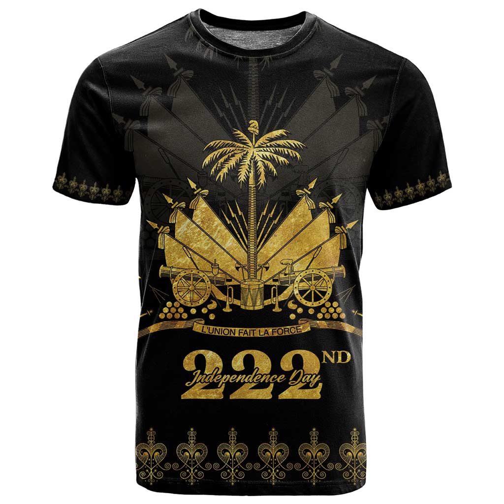 Ayiti 222nd Independence Day Anniversary T shirt Haiti Gold VeVe Pattern - African Pride