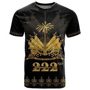 Ayiti 222nd Independence Day Anniversary T shirt Haiti Gold VeVe Pattern - African Pride