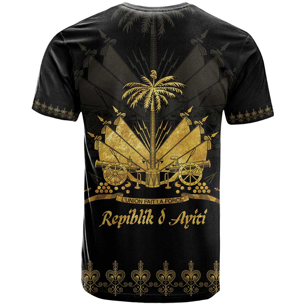 Ayiti 222nd Independence Day Anniversary T shirt Haiti Gold VeVe Pattern - African Pride