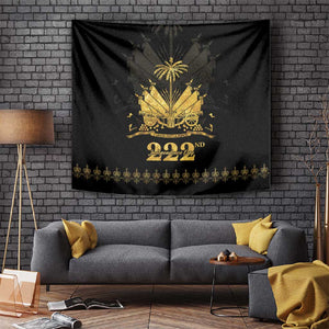 Ayiti 222nd Independence Day Anniversary Tapestry Haiti Gold VeVe Pattern - African Pride