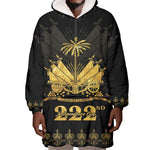 Ayiti 222nd Independence Day Anniversary Wearable Blanket Hoodie Haiti Gold VeVe Pattern - African Pride