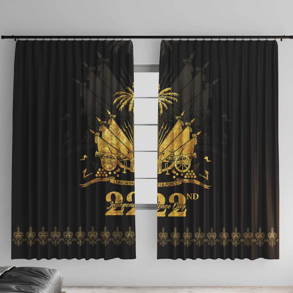 Ayiti 222nd Independence Day Anniversary Window Curtain Haiti Gold VeVe Pattern - African Pride