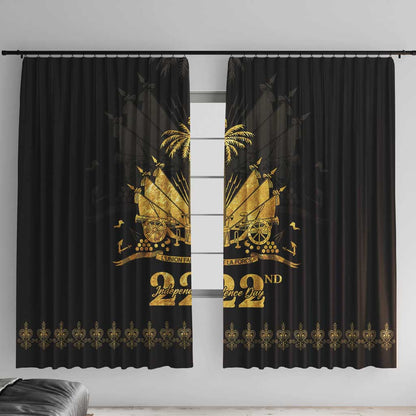 Ayiti 222nd Independence Day Anniversary Window Curtain Haiti Gold VeVe Pattern - African Pride