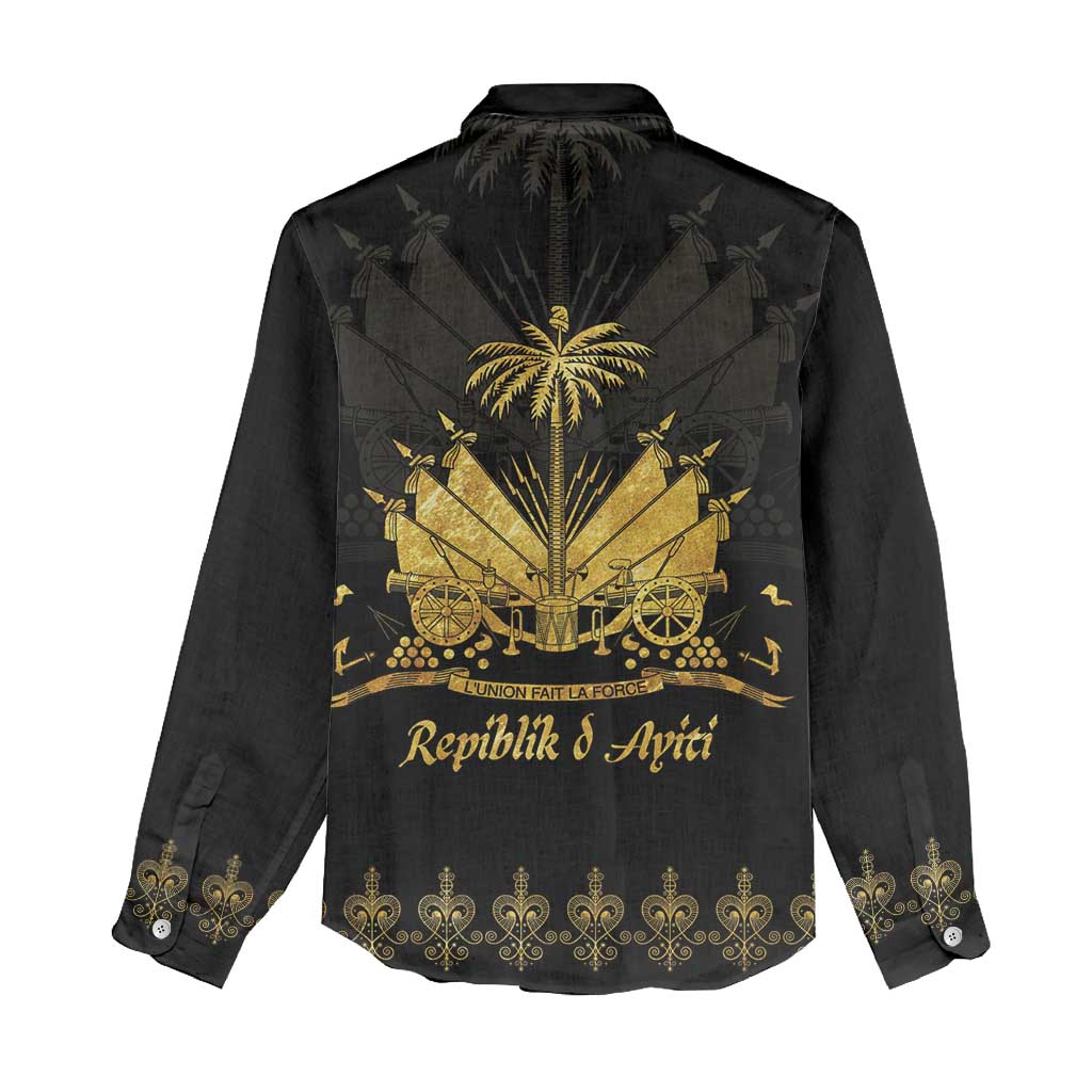 Ayiti 222nd Independence Day Anniversary Women Casual Shirt Haiti Gold VeVe Pattern - African Pride
