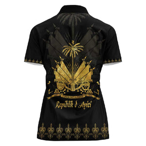 Ayiti 222nd Independence Day Anniversary Women Polo Shirt Haiti Gold VeVe Pattern - African Pride