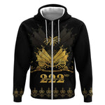 Ayiti 222nd Independence Day Anniversary Zip Hoodie Haiti Gold VeVe Pattern - African Pride