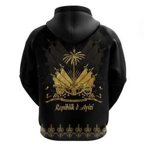 Ayiti 222nd Independence Day Anniversary Zip Hoodie Haiti Gold VeVe Pattern - African Pride