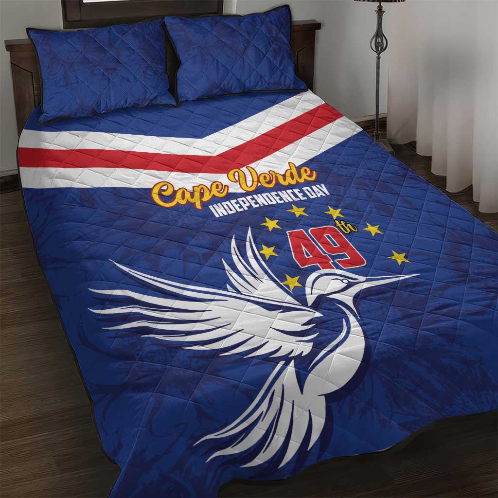 Cape Verde Independence Day Quilt Bed Set Gerbera Daisy Pattern