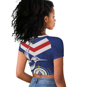 Cape Verde Independence Day Raglan Cropped T shirt Gerbera Daisy Pattern