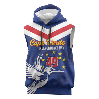 Cape Verde Independence Day Sleeveless Hoodie Gerbera Daisy Pattern - African Pride