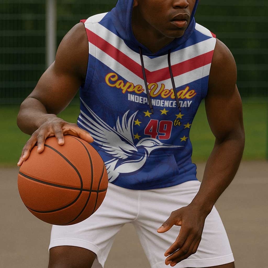 Cape Verde Independence Day Sleeveless Hoodie Gerbera Daisy Pattern - African Pride