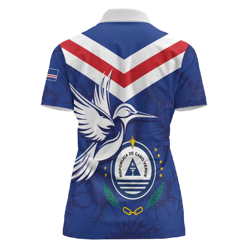 Cape Verde Independence Day Women Polo Shirt Gerbera Daisy Pattern