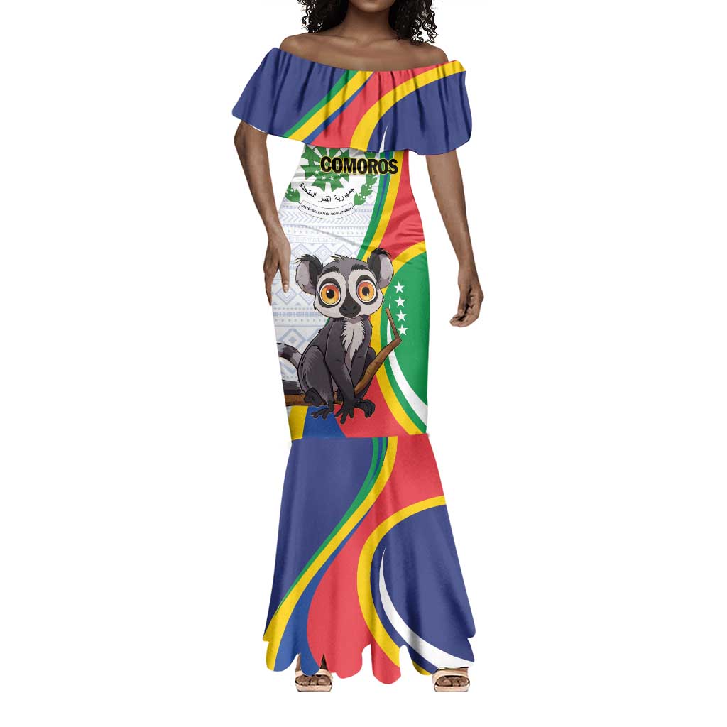 Comoros Mermaid Dress 1975 Komori Mongoose Lemur African Pattern