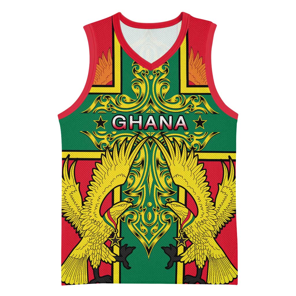 Custom Ghana Basketball Jersey with Cross of Saint George and Tawny Eagles - African Pride