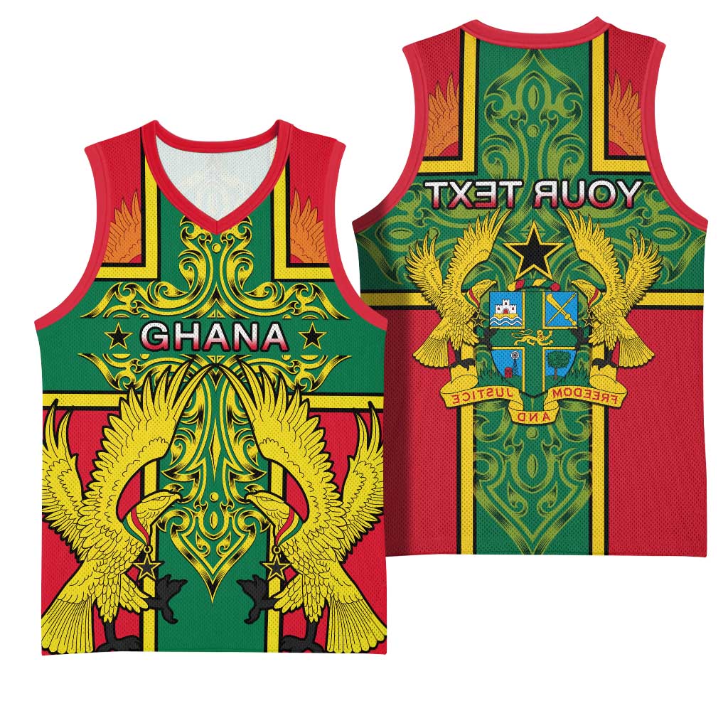 Custom Ghana Basketball Jersey with Cross of Saint George and Tawny Eagles - African Pride
