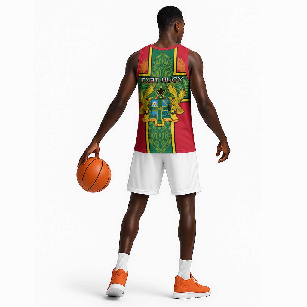 Custom Ghana Basketball Jersey with Cross of Saint George and Tawny Eagles - African Pride