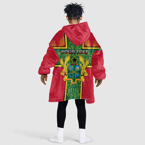 Custom Ghana KId Wearable Blanket Hoodie with Cross of Saint George and Tawny Eagles
