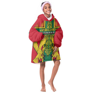 Custom Ghana KId Wearable Blanket Hoodie with Cross of Saint George and Tawny Eagles
