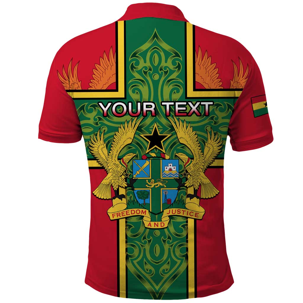 Custom Ghana Polo Shirt with Cross of Saint George and Tawny Eagles