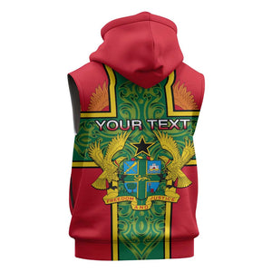 Custom Ghana Sleeveless Zip Hoodie with Cross of Saint George and Tawny Eagles - African Pride