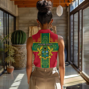 Custom Ghana Women Sleeveless Polo Shirt with Cross of Saint George and Tawny Eagles