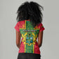 Custom Ghana Women V-Neck T-Shirt with Cross of Saint George and Tawny Eagles